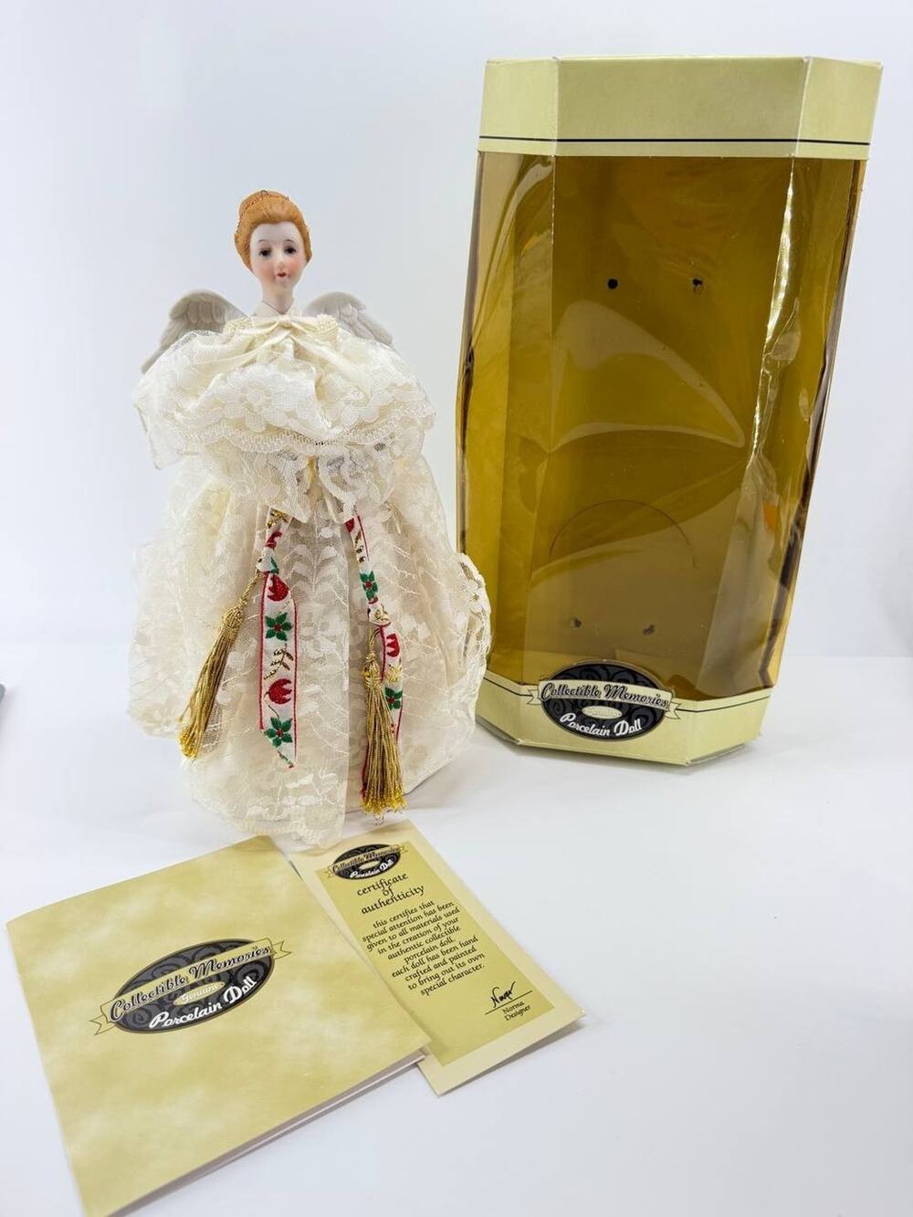 Collectible Memories Porcelain Angel Doll Christmas Ornament w/ Box COA Vintage
